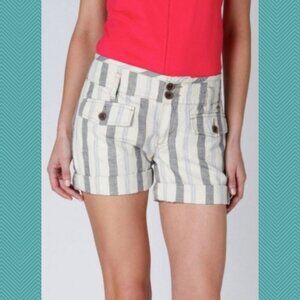 Hei Hei Nautical Stripe Cotton Linen Mid Rise Shorts